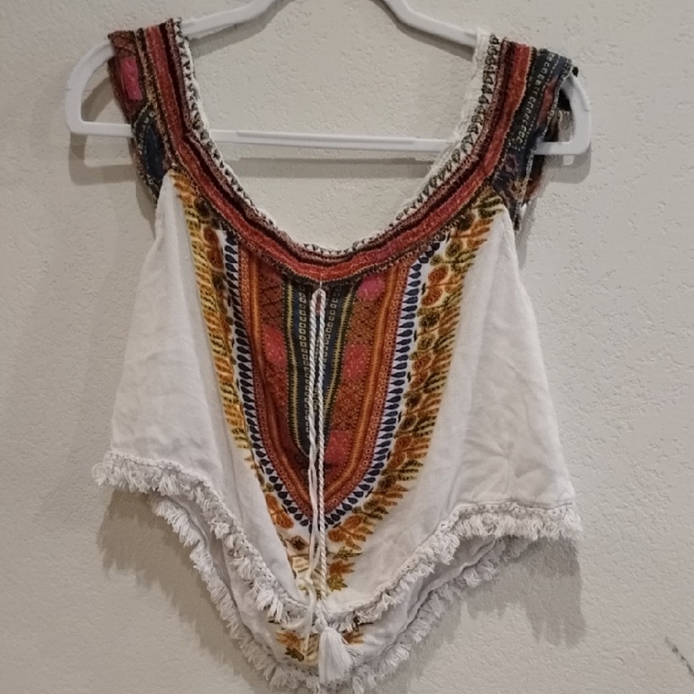 Rebellion White and Multicolor Embroidered Blouse